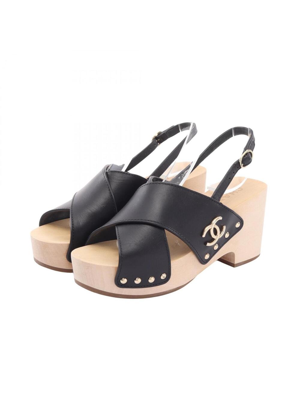 Chanel Coco Mark Clover Wood Wedge Sole #339400C86B